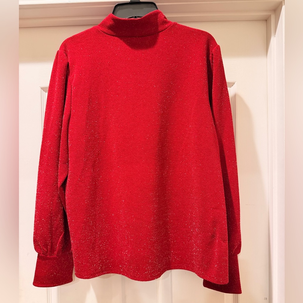 Maurices Red Long Sleeve Sparkly Top - Picture 2 of 5